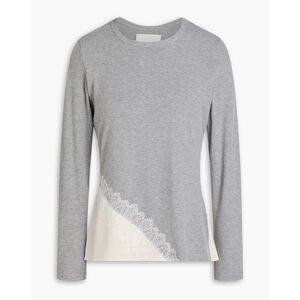 NWT 3.1 Phillip Lim Lace-trimmed ribbed jersey and satin top size XS